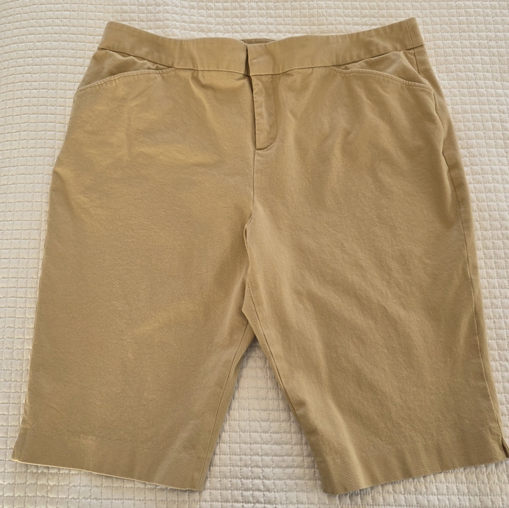 Peace Of Cloth Women's Stretch Bermuda Shorts - Khaki Size 16